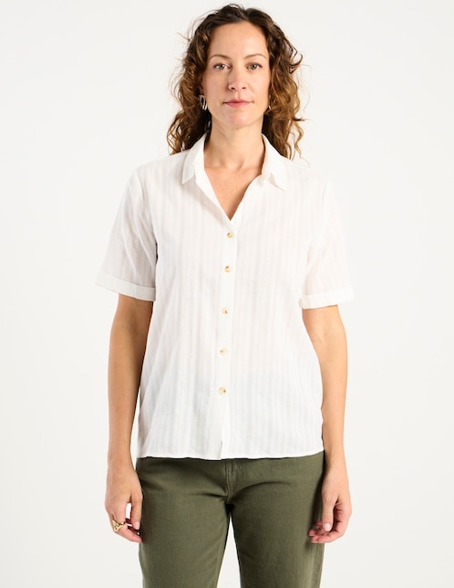 Blusa camisera manga corta para mujer 1