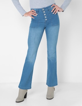 Jeans bota Weekend lavado obscuro corte cintura para mujer