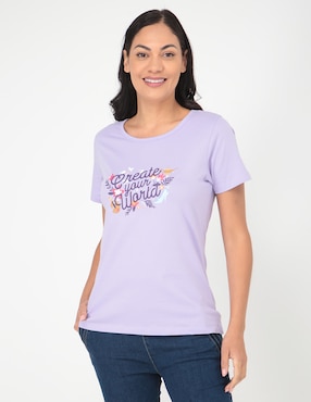 Playera Manga Corta Disney Dtr Princesas Cuello Redondo Para Mujer