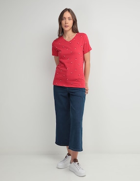 Playera manga corta Weekend cuello v para mujer