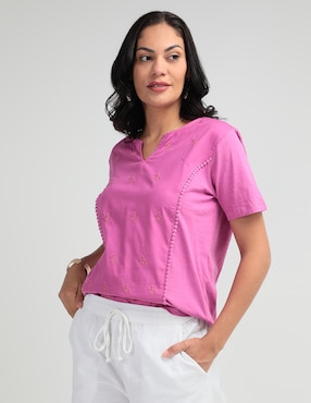 Playera Manga Corta Weekend Cuello Redondo Para Mujer