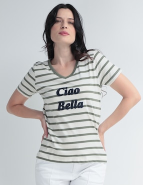 Playera Manga Corta Weekend Cuello V Para Mujer