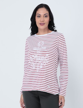 Playera Manga Larga Weekend Cuello Redondo Para Mujer