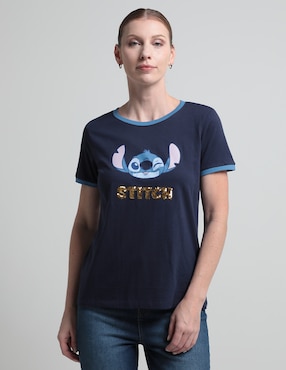 Playera Manga Corta Disney Dtr Stitch Cuello Redondo Para Mujer