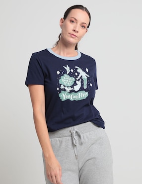 Playera Manga Corta Disney Dtr Peter Pan Cuello Redondo Para Mujer