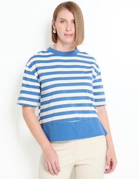 Playera manga al codo Weekend cuello redondo para mujer