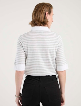 Playera manga al codo Weekend cuello camisero para mujer