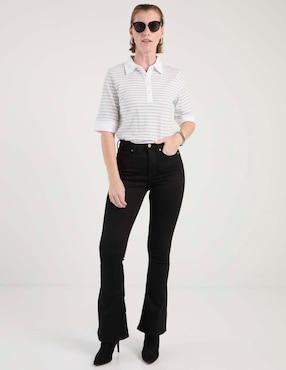 Playera manga al codo Weekend cuello camisero para mujer