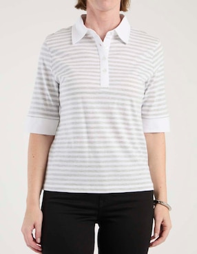 Playera manga al codo Weekend cuello camisero para mujer