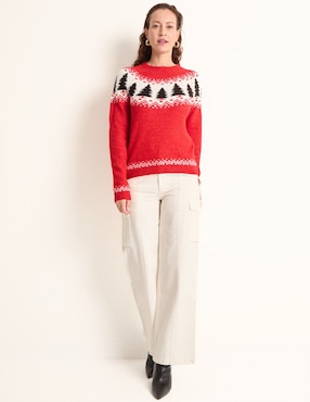 Suéter navideño Weekend cuello redondo para mujer