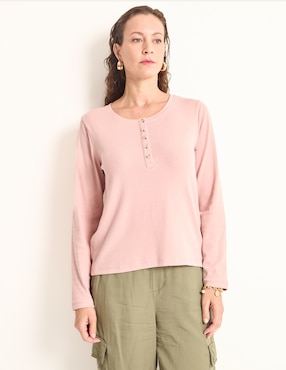 Playera manga larga Weekend cuello redondo para mujer