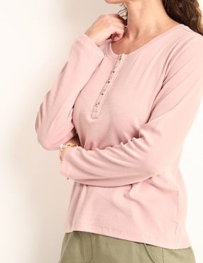 Playera manga larga Weekend cuello redondo para mujer