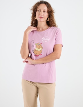 Playera manga corta Disney Dtr cuello redondo para mujer