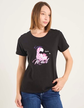 Playera manga corta Disney Dtr Cheshire Cat cuello redondo para mujer