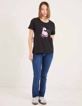 Playera manga corta Disney Dtr Cheshire Cat cuello redondo para mujer