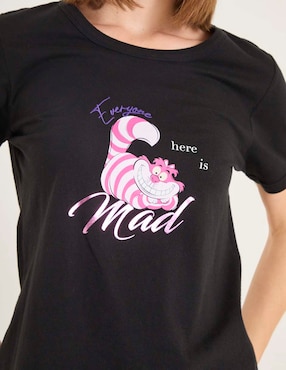 Playera manga corta Disney Dtr Cheshire Cat cuello redondo para mujer