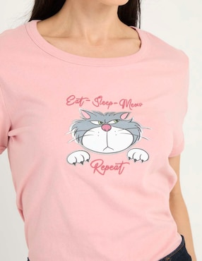 Playera manga corta Disney Dtr Lucifer cuello redondo para mujer