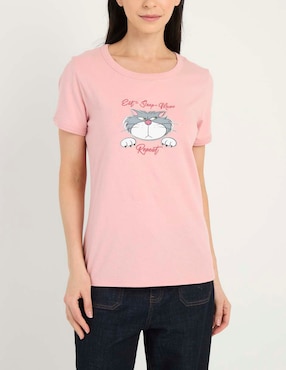 Playera manga corta Disney Dtr Lucifer cuello redondo para mujer