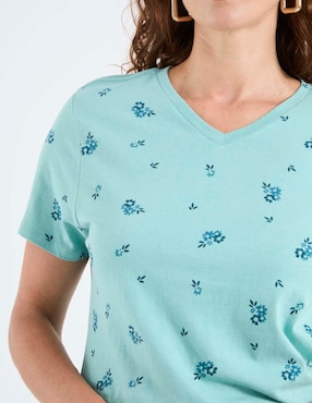 Playera manga corta Weekend cuello V para mujer