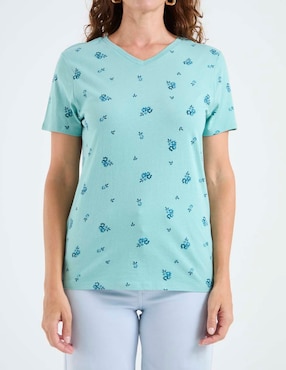 Playera manga corta Weekend cuello V para mujer