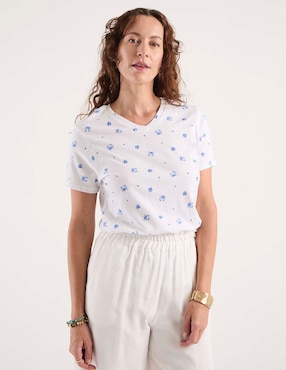 Playera manga corta Weekend cuello V para mujer