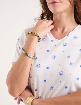 Playera manga corta Weekend cuello V para mujer