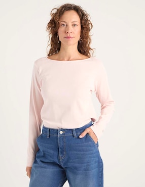 Playera manga larga Weekend cuello redondo para mujer