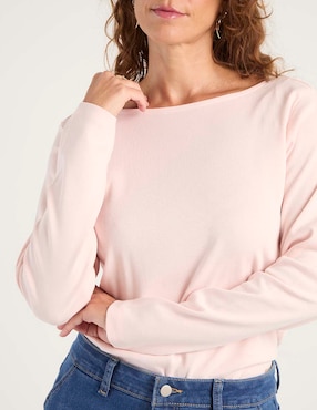 Playera manga larga Weekend cuello redondo para mujer