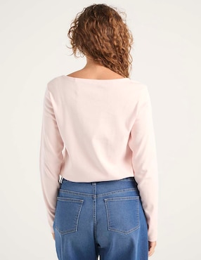 Playera manga larga Weekend cuello redondo para mujer