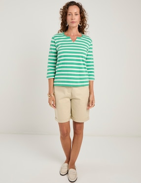 Playera manga 3/4 Weekend cuello V para mujer