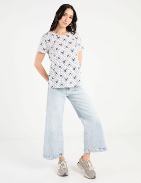Playera manga corta Disney DTR Mickey Mouse cuello redondo para mujer
