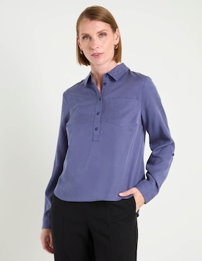 Blusa camisera Weekend manga larga para mujer