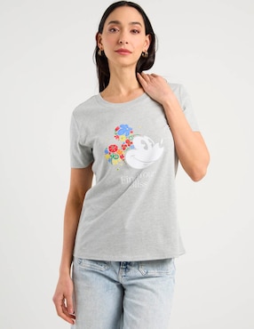 Playera manga corta Disney DTR Mickey Mouse cuello redondo para mujer