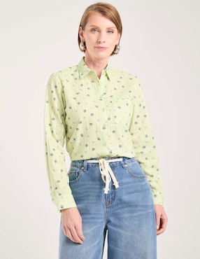 Blusa camisera Weekend manga larga para mujer