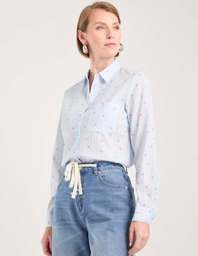 Blusa camisera Weekend manga larga para mujer