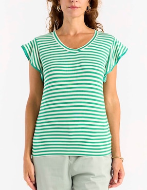 Playera manga corta Weekend cuello V para mujer