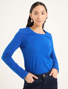 Playera manga larga Weekend cuello redondo para mujer