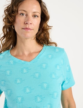 Playera manga corta Weekend cuello v para mujer