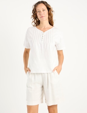 Playera manga corta Weekend cuello V para mujer