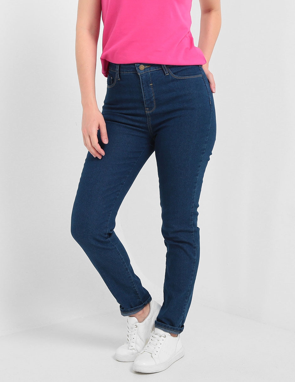 Jeans slim Weekend lavado obscuro corte cintura para mujer