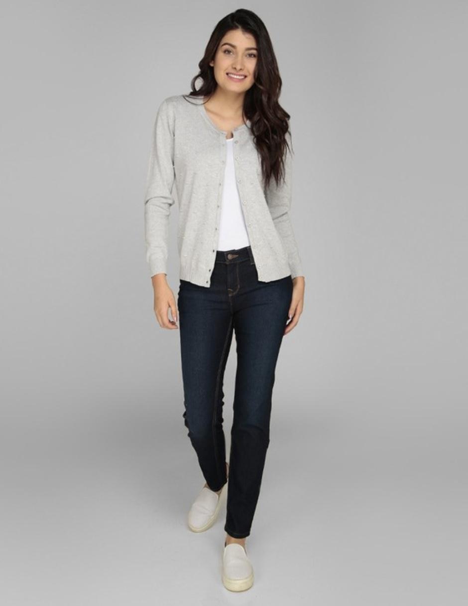 Jeans slim corte cintura para mujer 7