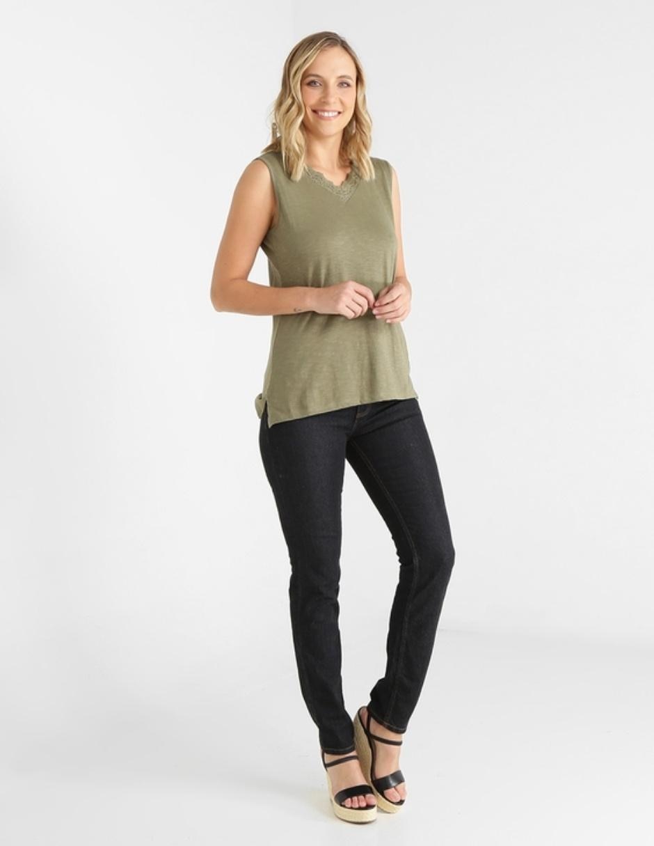 Jeans straight corte cintura para mujer 7