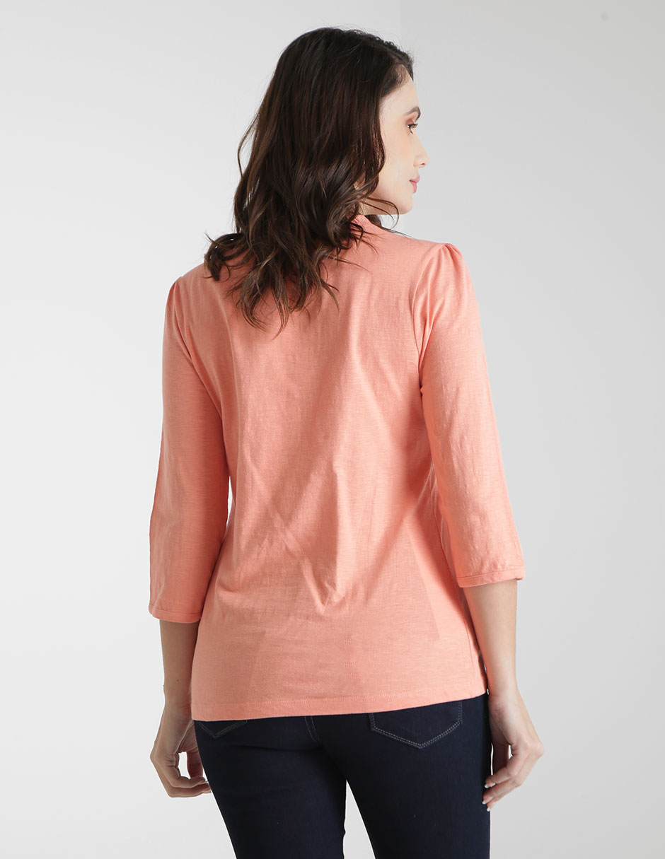 Playera manga 3/4 cuello redondo para mujer 2