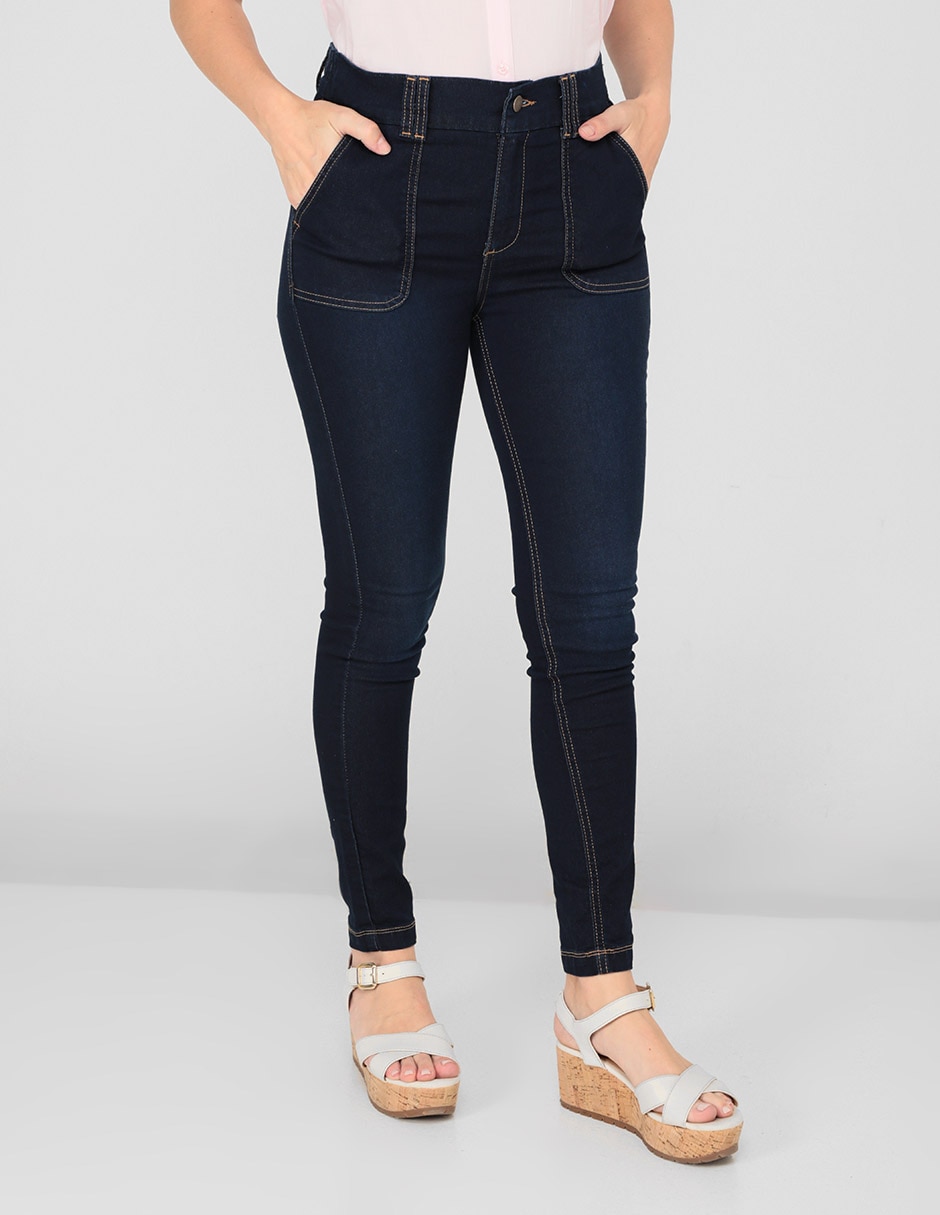 Jeans skinny corte cintura para mujer 1