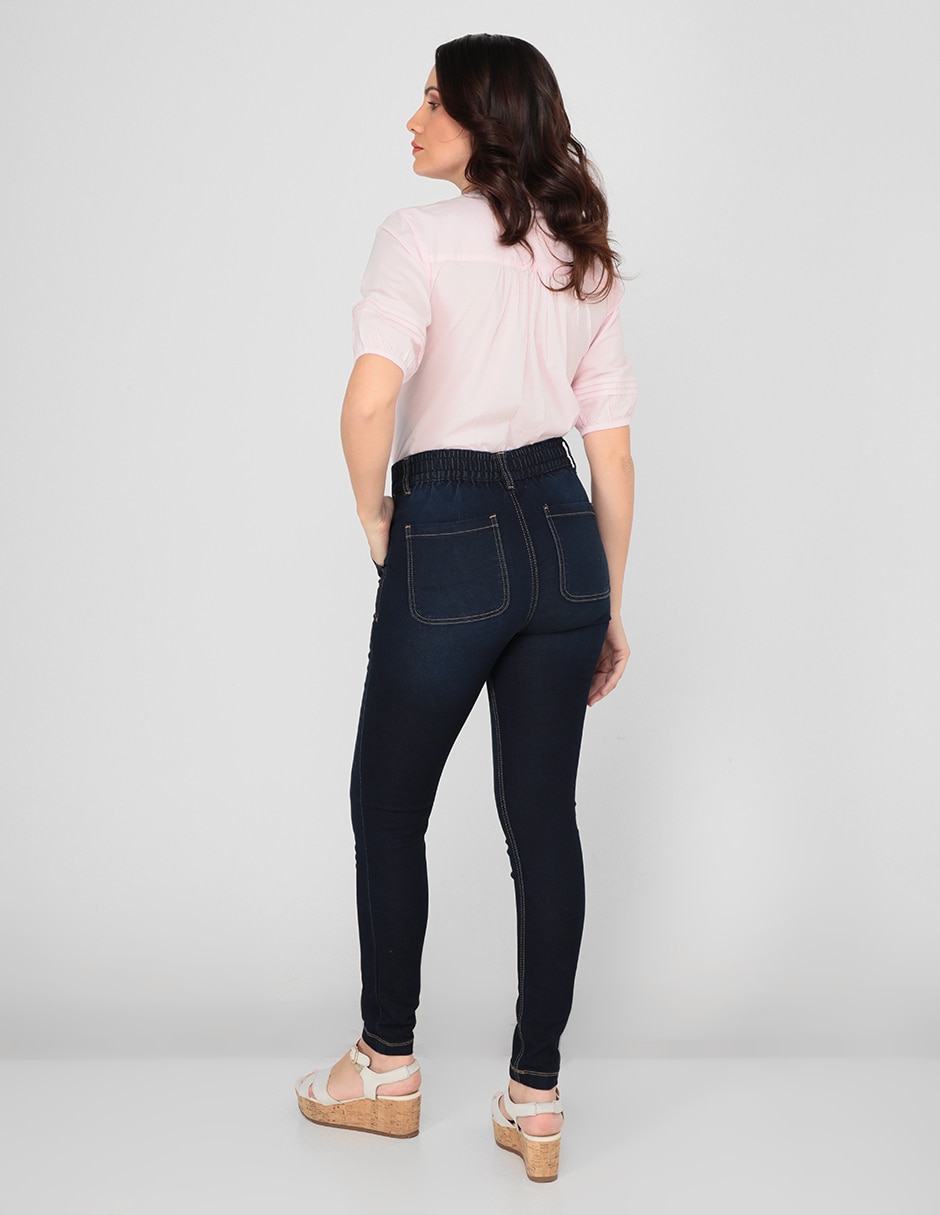 Jeans skinny corte cintura para mujer