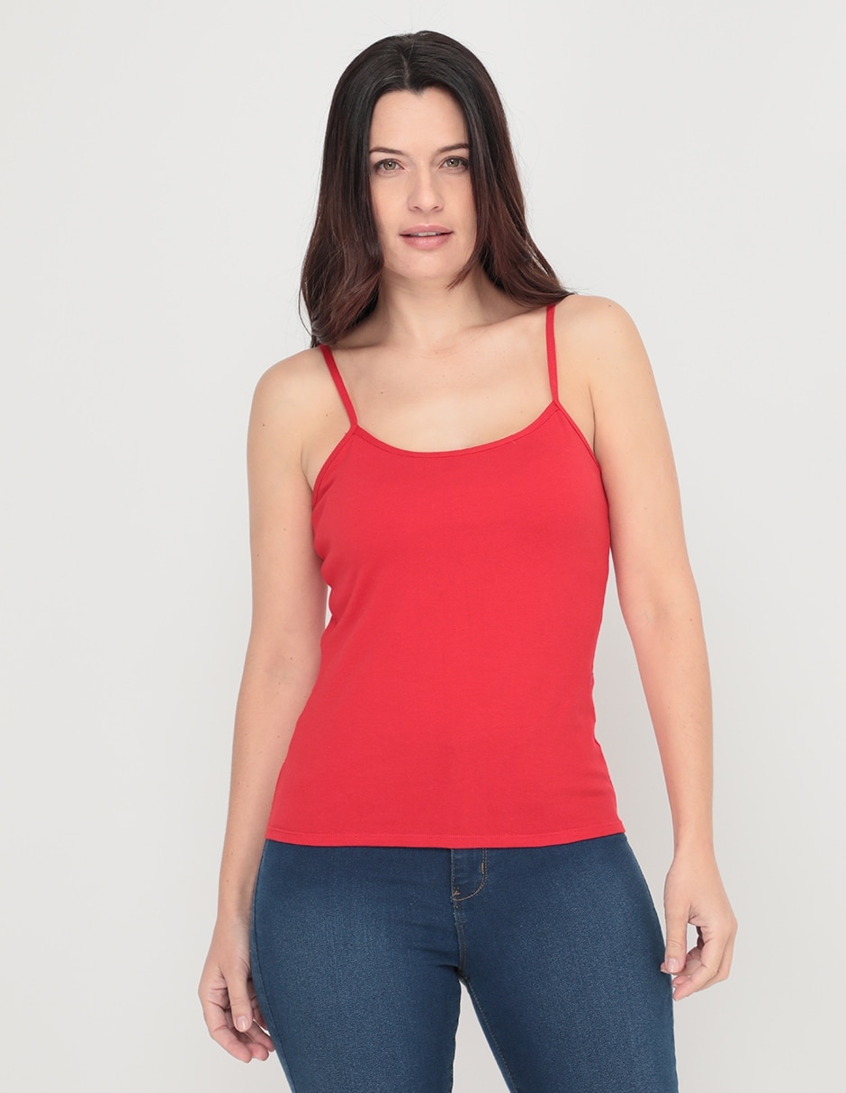 Top cuello redondo escote regular tirante delgado Top cuello redondo escote regular tirante delgado