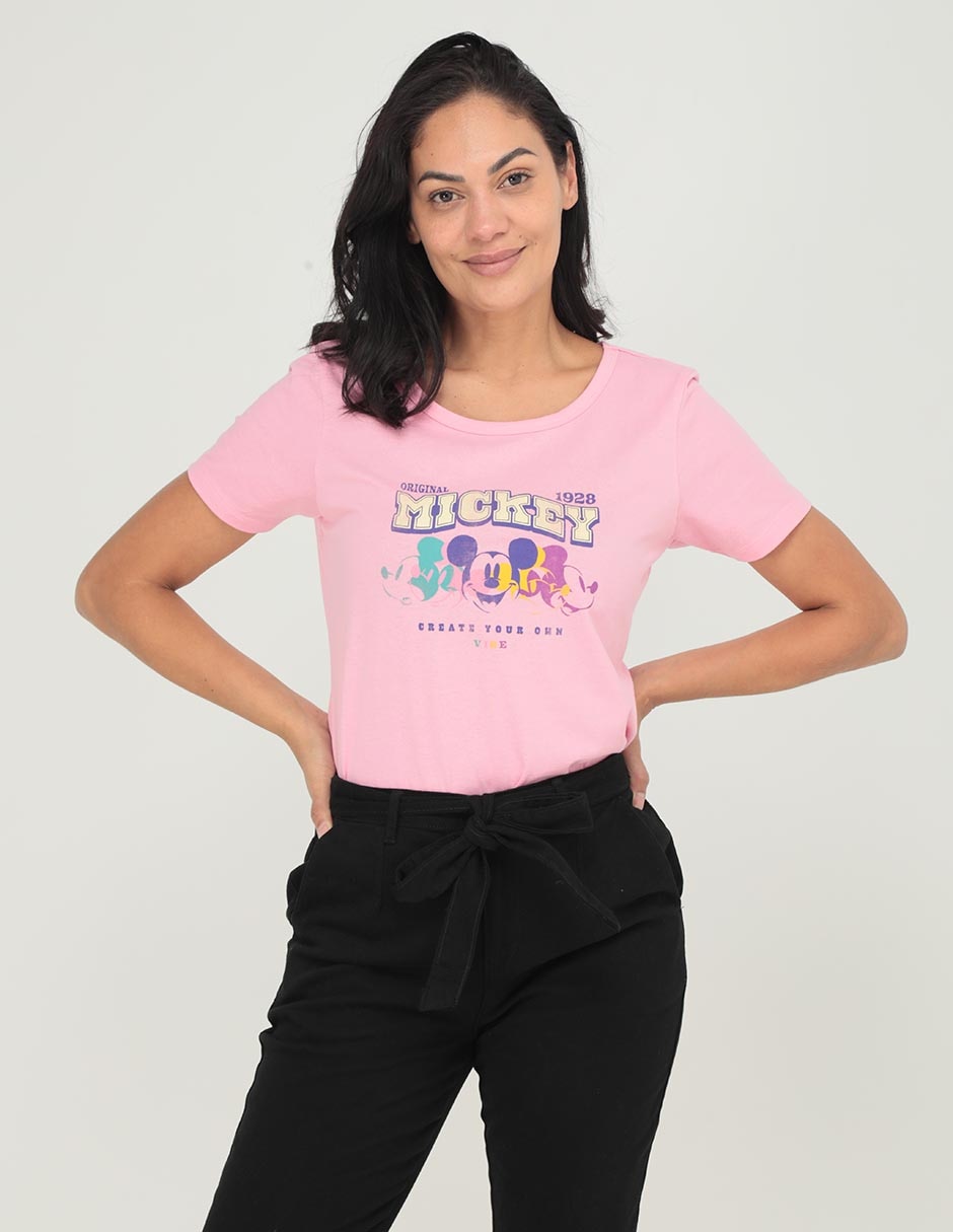 Disney Mickey Mouse - Camiseta con cuello en V para mujer