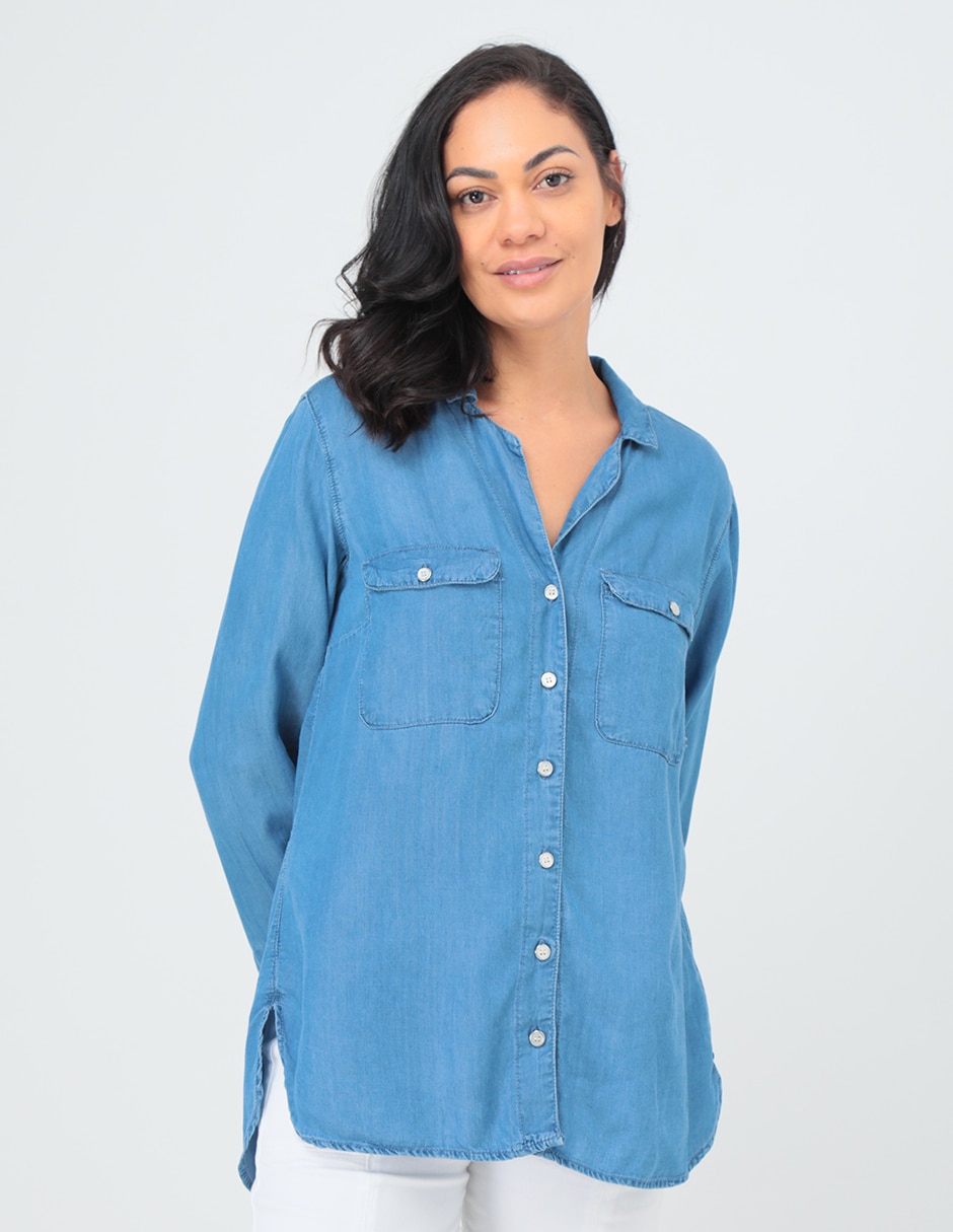 Blusa camisera Weekend manga larga para mujer