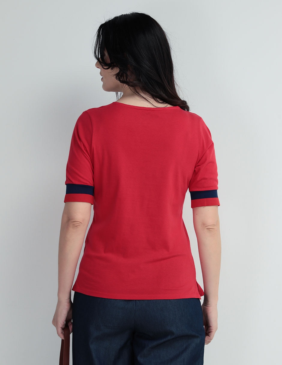 Playera manga corta cuello v para mujer 2