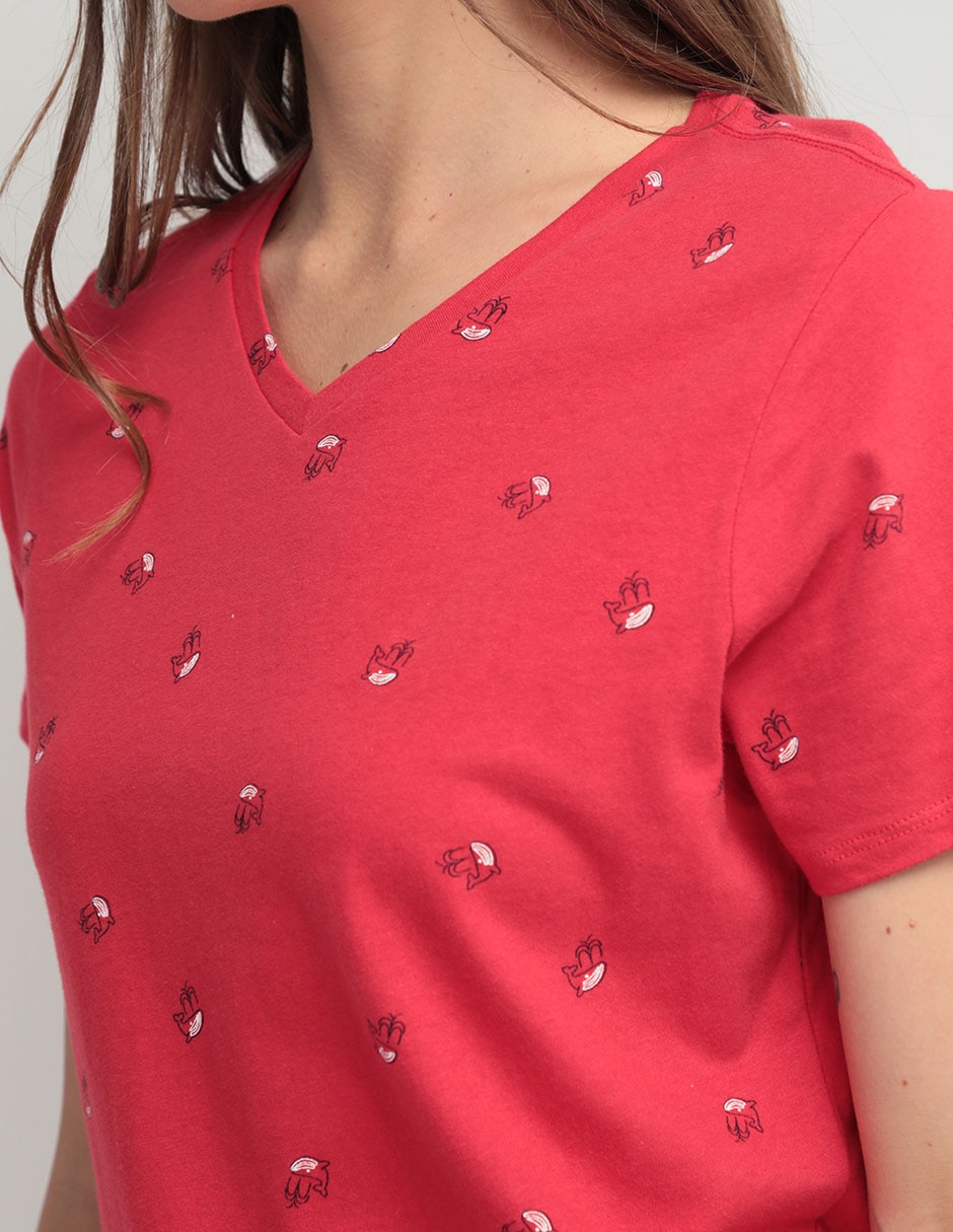 Playera manga corta cuello v para mujer 4
